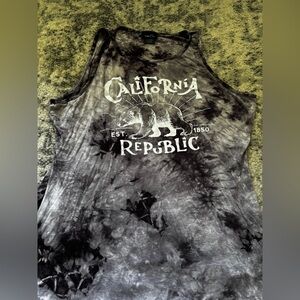 Rue21 California Republic Tie Dye Sleeveless Tank Top Black Gray Size: Large